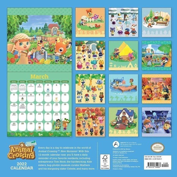 COLLECTORS Item Animal Crossing: New Horizons 2022 Wall Calendar, Nintendo - Picture 2 of 3